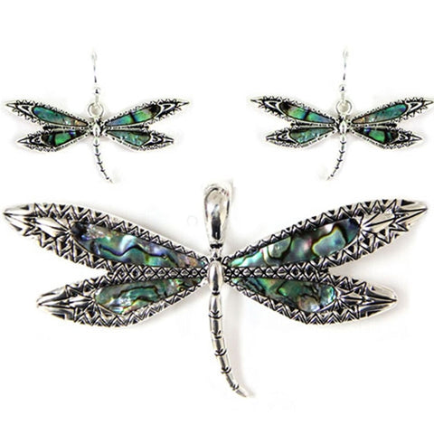 Dragonfly Pendant and Earrings Set