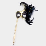 Black and Gold Mardi Gras Mask on Stick