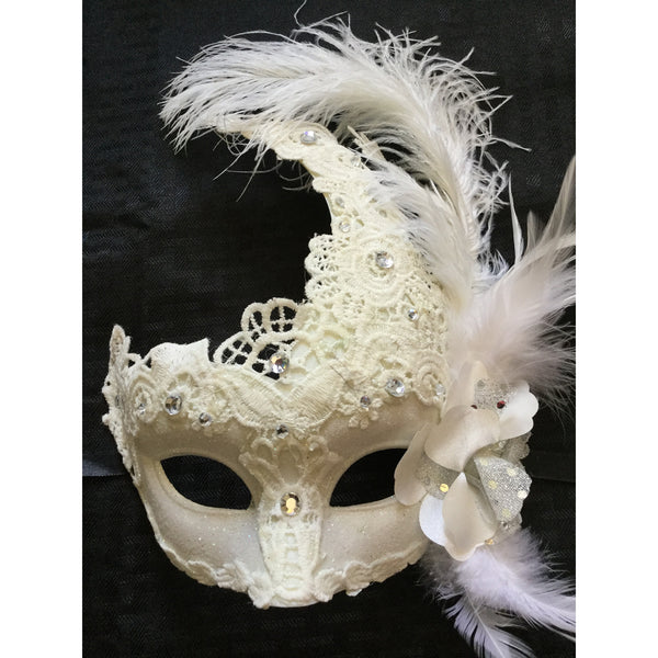 White Venetian Masquerade Mask - Mardi Gras Masks (STC12905)