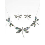 Abalone Dragonfly Necklace Set