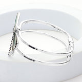 Abalone Dragonfly Antique Metal Hinged Bracelet