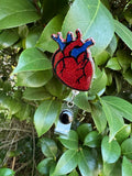 Anatomical Heart Badge Reels, Retractable Swivel Alligator Clip