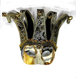 Men’s Jester Mardi Gras Mask, Black and Gold