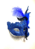 Mardi Gras Mask, Blue Lace and Glitter, Masquerade