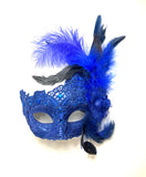 Mardi Gras Mask, Blue Lace and Glitter, Masquerade