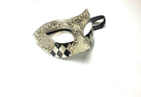 Mens Masculine Mardi Gras Mask, Silver and Black