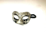 Mens Masculine Mardi Gras Mask, Silver and Black