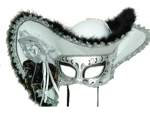 Mardi Gras Mask Silver and White