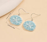 Blue Sand Dollar Drop Earrings