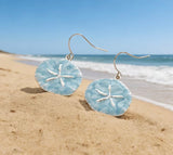 Blue Sand Dollar Drop Earrings