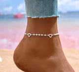 Pearl and Open Heart Anklet