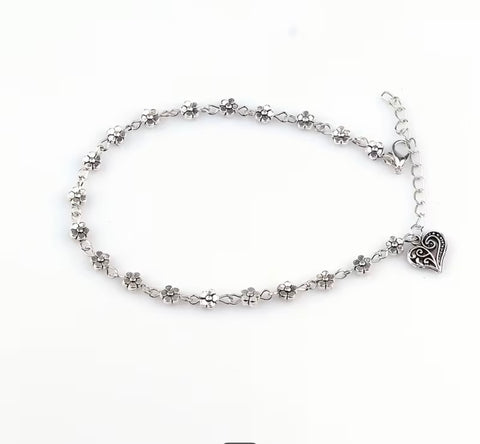 Silver Heart Anklet