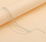 Silver Layered Rhinestone Anklet | Dainty Beach Anklet | Boho Foot Jewelry | Summer Ankle Bracelet