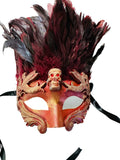 Masculine Mardi Gras Mask Rust and Gold