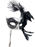 Black and Silver Mardi Gras Mask with Stick