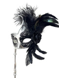 Black and Silver Mardi Gras Mask with Stick