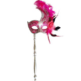 Pink and Silver Mardi Gras Mask on Stick