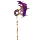 Purple and Gold Mardi Gras Mask on Stick