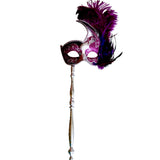 Purple and Silver Mardi Gras Mask on Stick