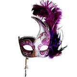 Purple and Silver Mardi Gras Mask on Stick