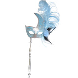 Blue and Silver Mardi Gras Mask on Stick