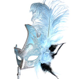Blue and Silver Mardi Gras Mask on Stick