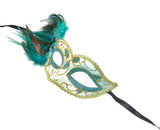 Mardi Gras Mask, Blue/Teal, Masquerade, Peacock Feather