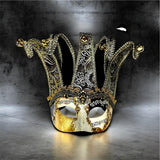 Men’s Jester Mardi Gras Mask, Black and Gold