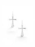Hammered Metal Cross Earrings