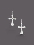 Hammered Metal Cross Earrings
