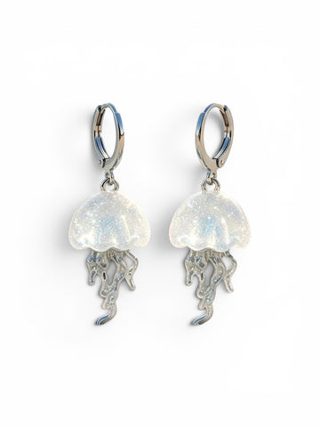 White Jellyfish Earrings