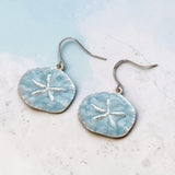 Blue Sand Dollar Drop Earrings