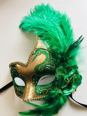 Green and Gold Mardi Gras Mask