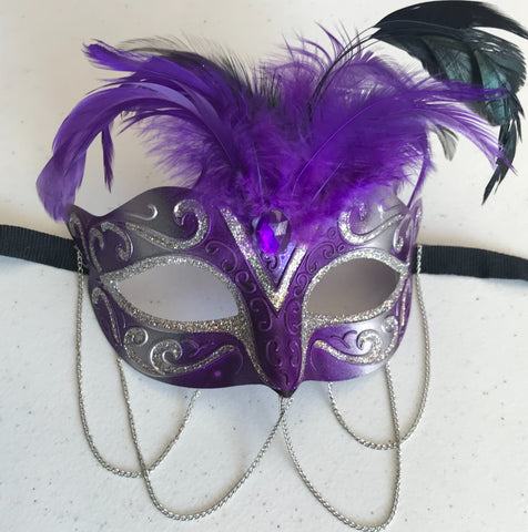 Purple and Silver Mardi Gras Mask
