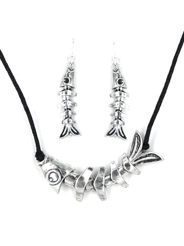 Fish Bone Necklace Set