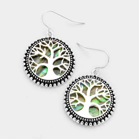 Tree of Life Abalone Earrings