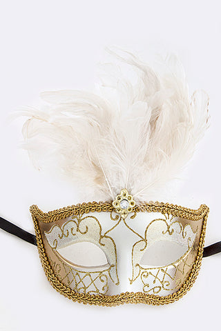 White and Gold Mardi Gras Mask