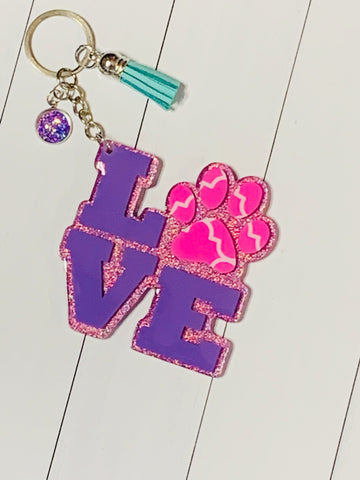 Love Paw Print Keychain