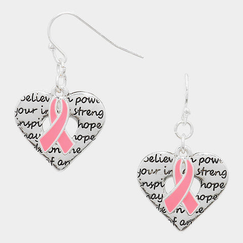 Pink Ribbon Earrings