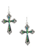 Cross Abalone Earrings