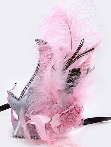 Pink and Silver Mardi Gras Mask