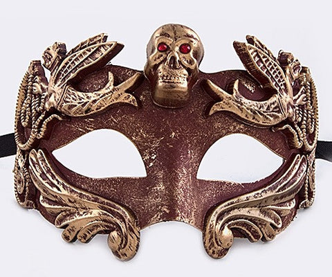 Metallic Finish Skull Mardi Gras Mask