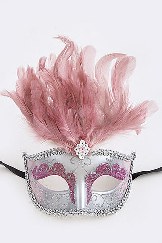 Pink and Silver Mardi Gras Mask