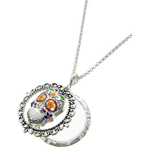 Sugar Skull Magnifying Glass Necklace