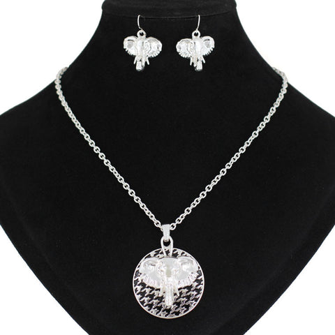 Elephant Houndstooth Necklace Set