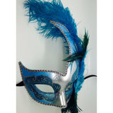 Teal and Silver Mardi Gras Mask