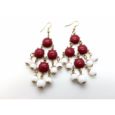 Red and White Earrings