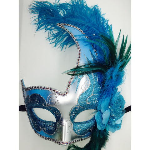 Teal and Silver Mardi Gras Mask