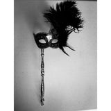 Black and Silver Mardi Gras Mask with Stick