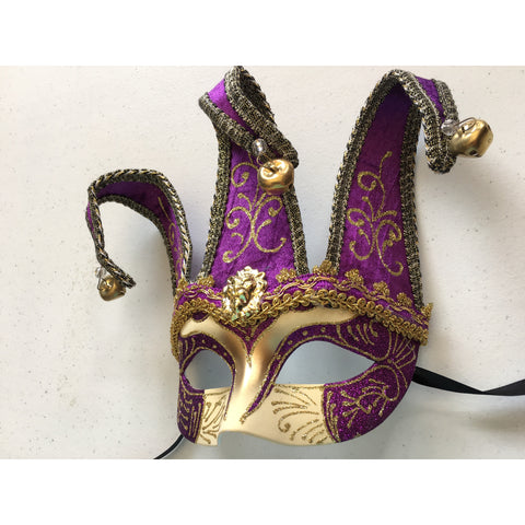 Purple and Gold Jester Mardi Gras Mask